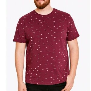 Cactus Man by Ricky Singh T-shirt burgundy wine small bird print SZ XL